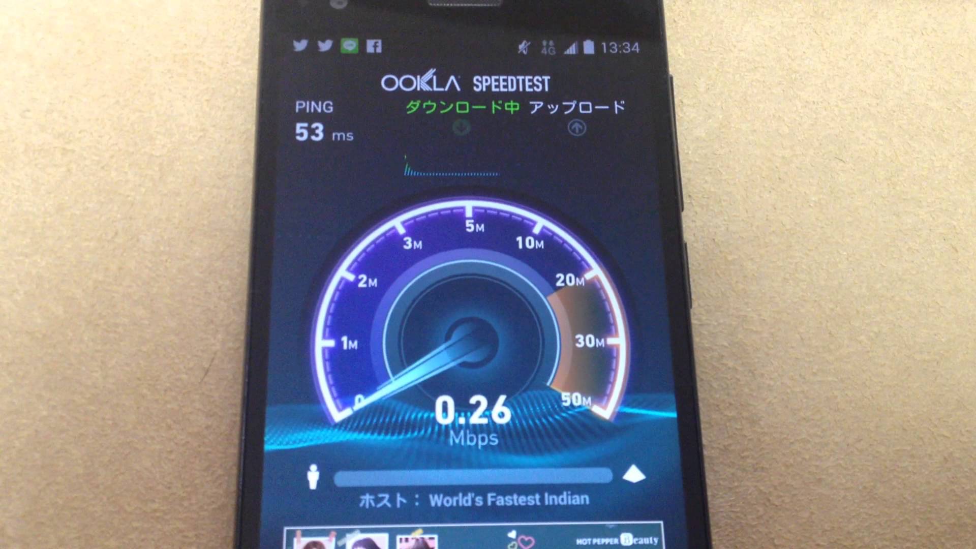 BIGLOBE LTE・3G 通信速度制限時 計測1